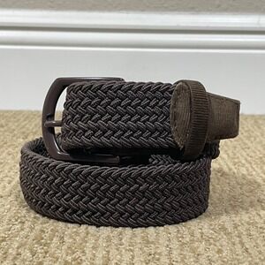 Cuater Braided Stretch Belt Mens 44 Brown Excellent Corduroy Trim TravisMathew